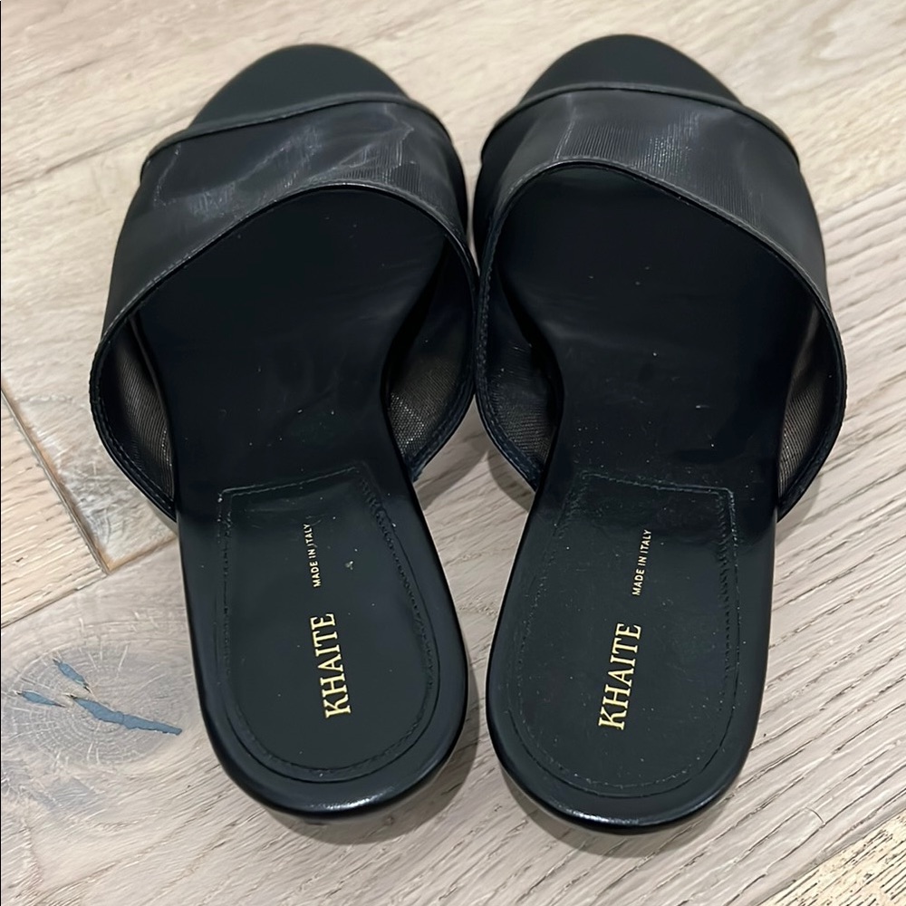 Khaite Black Mesh Slide Sandals - Picture 3 of 4